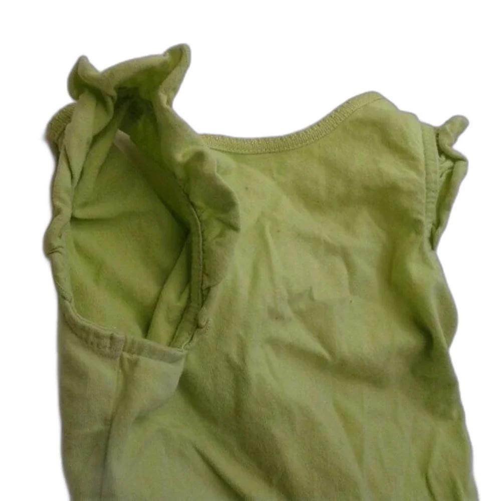 Children's Place Girls RuffleSleeve Onesie Size 12 Months Yellow-Green Back Snap
